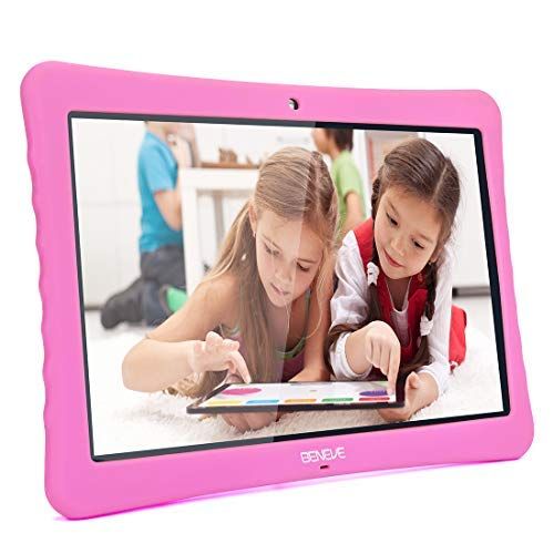  BENEVE 10 Android Tablet,10.1 Inch 1080p Full HD Display Android 7.0,2GB+32 GB,Dual Camera Front 2MP+ Rear 5MP,Bluetooth and WiFi Blue Kid-Proof Case(Pink)