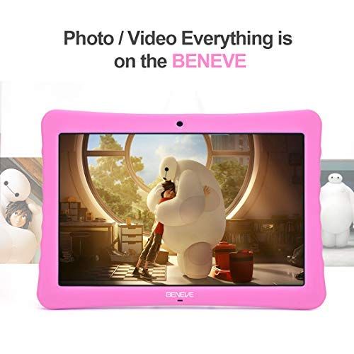  BENEVE 10 Android Tablet,10.1 Inch 1080p Full HD Display Android 7.0,2GB+32 GB,Dual Camera Front 2MP+ Rear 5MP,Bluetooth and WiFi Blue Kid-Proof Case(Pink)