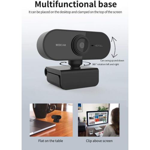  [아마존베스트]BENEWY Full HD 1080P webcam with stereo microphone, PC camera for video chat and recording, studying, conferences, webcam compatible with Windows, Mac and Android, with auto focus and wid