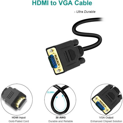  [아마존베스트]BENFEI HDMI to VGA, Benfei Gold-Plated HDMI to VGA 6 Feet Cable (Male to Male) Compatible for Computer, Desktop, Laptop, PC, Monitor, Projector, HDTV, Chromebook, Raspberry Pi, Roku, Xbox