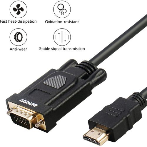  [아마존베스트]BENFEI HDMI to VGA, Benfei Gold-Plated HDMI to VGA 6 Feet Cable (Male to Male) Compatible for Computer, Desktop, Laptop, PC, Monitor, Projector, HDTV, Chromebook, Raspberry Pi, Roku, Xbox