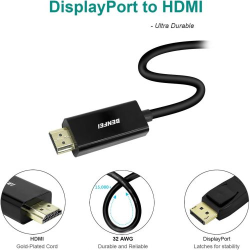  [아마존베스트]BENFEI HDMI 6 피트 케이블, Benfei 디스플레이 HDMI Male to Male Adapter 골드 도금 코드 Lenovo HP, ASUS, Dell 및 기타 브랜드용