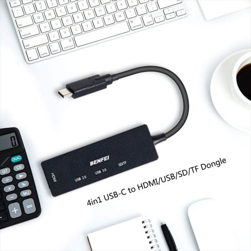  USB C to HDMI, Benfei USB Type C Hub, 2 Port USB C to USB, USB C to SD/TF Card Compatible for MacBook Pro 2019/2018/2017, Samsung Galaxy S9/S8, Surface Book 2, Dell XPS 13/15, Pixe