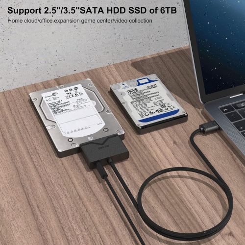  SATA to USB 3.0 Cable, BENFEI USB 3.0 to SATA III Hard Drive Adapter Compatible for 2.5 3.5 Inch HDD/SSD Hard Drive Disk with 12V/2A Power Adapter, Support UASP