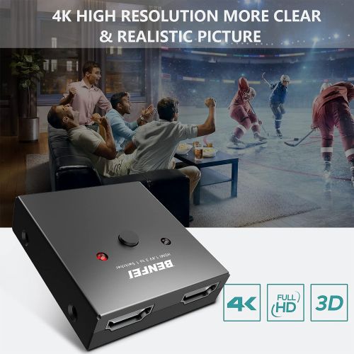  HDMI Switch, BENFEI 4K@60Hz HDMI Switcher 2 Input 1 Output, 1 Input 2 Output, Supports 4K 3D HD 1080P Compatible for Firestick, Xbox PS4 Roku HDTV