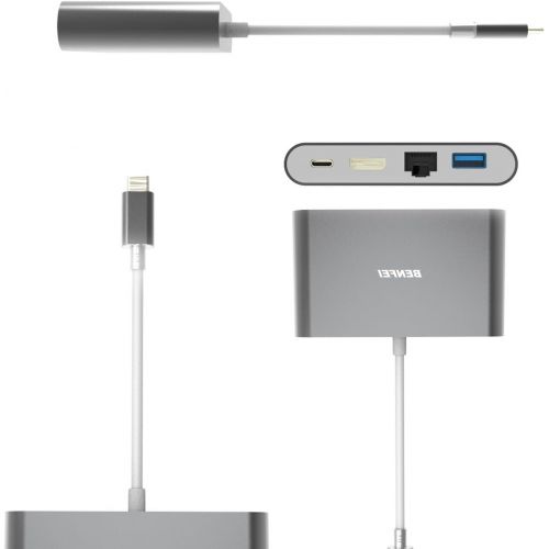  BENFEI USB Type C to HDMI, Benfei USB C Digital AV Multiport Adapter | USB Type C to HDMI | USB Type C to USB 3.0 Hub | USB-C Female Charger Converter | USB-C to Ethernet Hub