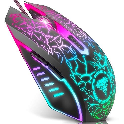  BENGOO Gaming Mouse Wired, USB Optical Computer Mice with RGB Backlit, 4 Adjustable DPI Up to 3600, Ergonomic Gamer Laptop PC Mouse with 6 Programmable Buttons for Windows 7/8/10/X