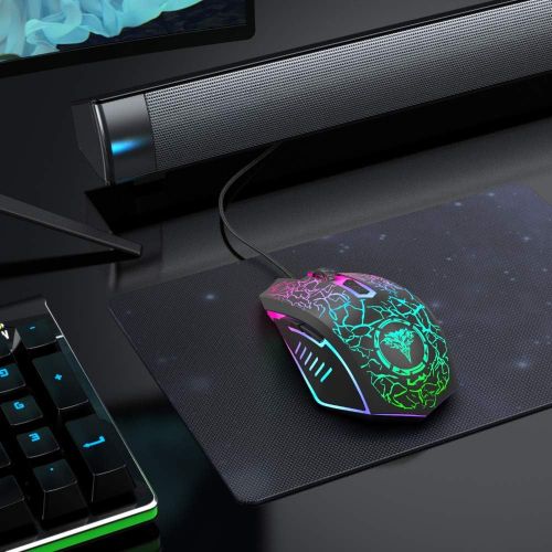  BENGOO Gaming Mouse Wired, USB Optical Computer Mice with RGB Backlit, 4 Adjustable DPI Up to 3600, Ergonomic Gamer Laptop PC Mouse with 6 Programmable Buttons for Windows 7/8/10/X