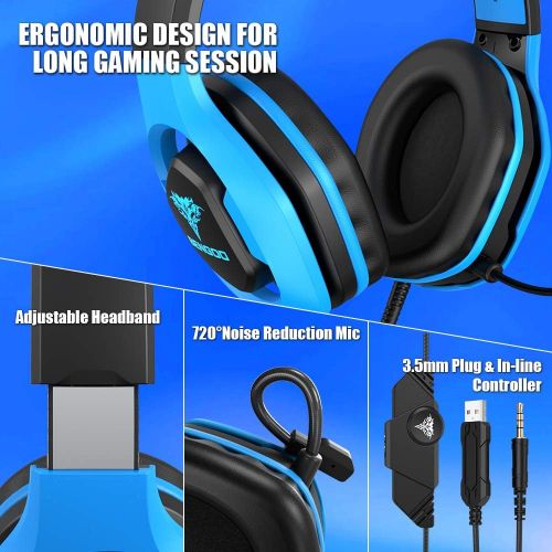  BENGOO G9500 Gaming Headset Headphones for PS4, Xbox One, PC Controller, Over Ear Headphones with 720°Noise Cancelling Mic, LED Light, Adjustable Soft Memory Earmuffs