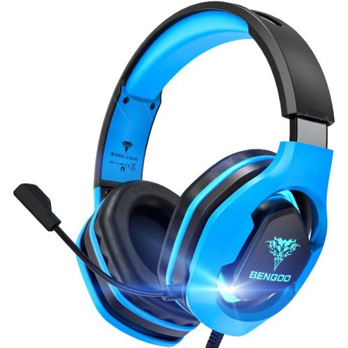  BENGOO G9500 Gaming Headset Headphones for PS4, Xbox One, PC Controller, Over Ear Headphones with 720°Noise Cancelling Mic, LED Light, Adjustable Soft Memory Earmuffs