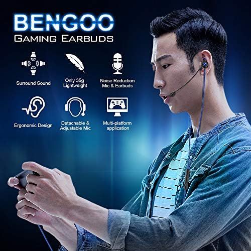  BENGOO G16 Gaming Earbuds, Gaming Headset in-Ear, Gaming Earbuds with Dual microphone, Mute and Volume Control, Gaming Earphones Wired for PC mobile PS4 5 Xbox Nintendo Switch Play
