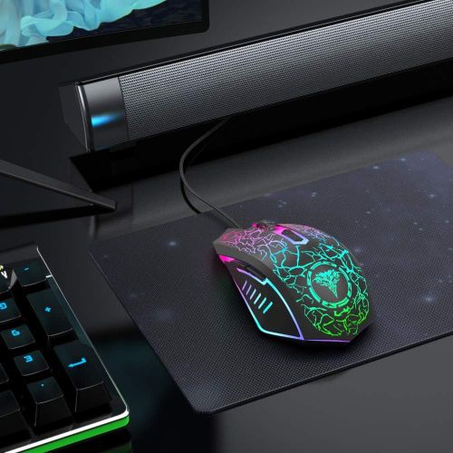  [아마존베스트]BENGOO Gaming Mouse Wired, USB Optical Computer Mice with RGB Backlit, 4 Adjustable DPI Up to 2400, Ergonomic Gamer Laptop PC Mouse with 6 Programmable Buttons for Windows 7/8/10/X