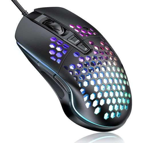  [아마존베스트]BENGOO RGB Gaming Mouse, Wired USB Mouse with Lightweight Honeycomb Shell, 7200 DPI Adjustable, 7 Programmed Buttons, Ergonomic Optical Computer Gamer Gaming Mice for Windows PC La