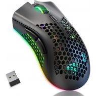 [아마존베스트]BENGOO KM-1 Wireless Gaming Mouse, Computer Mouse with Honeycomb Shell, 6 Programmed Buttons, 3 Adjustable DPI, Silent Click, USB Receiver, Ergonomic RGB Optical Gamer Mice Mouse f