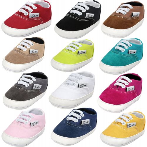  [아마존베스트]BENHERO Baby Boys Girls Canvas Toddler Sneaker Anti-Slip First Walkers Candy Shoes 0-24 Months 12 Colors