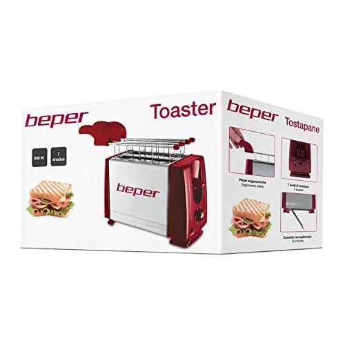  Beper 90.482H Toaster, Stahl/Rot