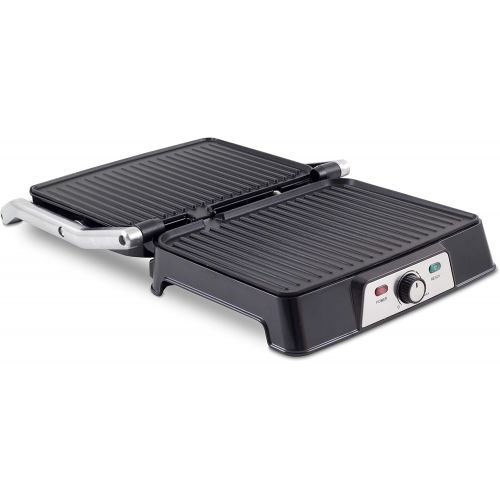  BEPER Beper 90.800 Bistecchiera 2000 Watt - Apertura Piastre 180° Grill, Metall, Stahl/Schwarz