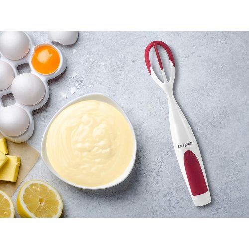  [아마존베스트]Beper P102SBA006 Automatic Whisk Cordless Battery Operated Detachable Whip and Rubber Speed Button Red