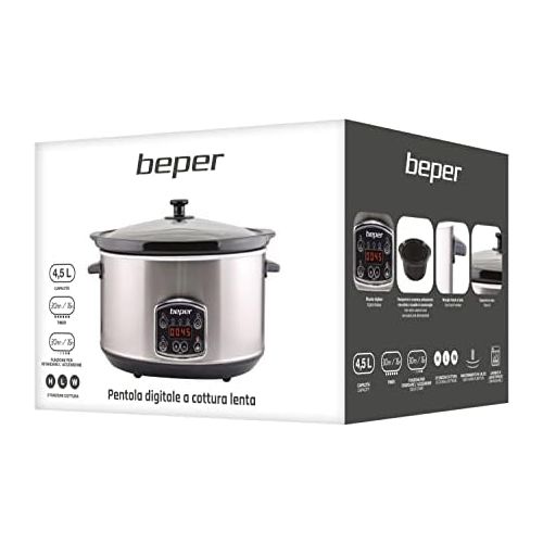  [아마존베스트]Beper BC.510 Slow Cook-Pentola 4.5 Litres 280 W 4.5 Litres Steel Frame Black