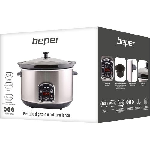  [아마존베스트]Beper BC.510 Slow Cook-Pentola 4.5 Litres 280 W 4.5 Litres Steel Frame Black