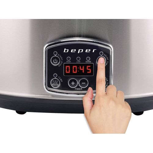  [아마존베스트]Beper BC.510 Slow Cook-Pentola 4.5 Litres 280 W 4.5 Litres Steel Frame Black