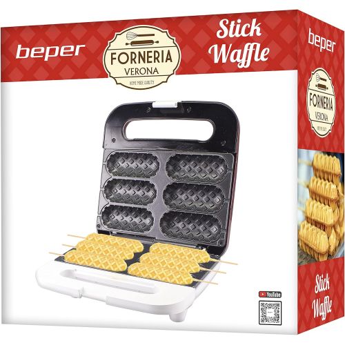  [아마존베스트]Beper Waffle Iron Red 850 W Simultaneous Cooking of 6 Waffles