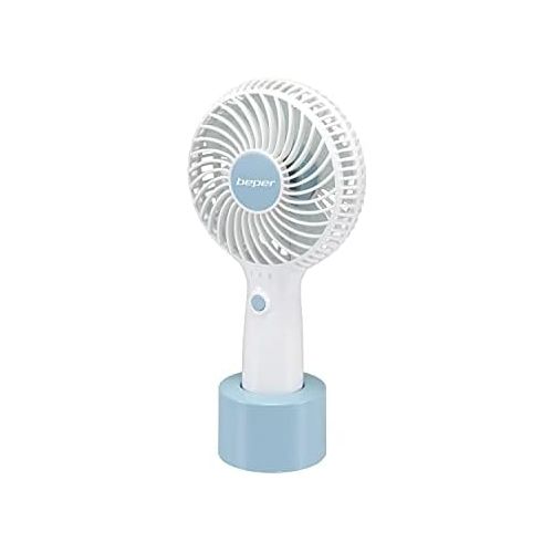  [아마존베스트]Beper P206VEN400 Portable Fan Rechargeable 3 Speeds Stand and Charging Cable Included Space Saving Silent Mini Fan White and Blue