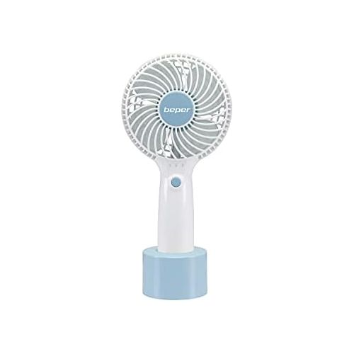  [아마존베스트]Beper P206VEN400 Portable Fan Rechargeable 3 Speeds Stand and Charging Cable Included Space Saving Silent Mini Fan White and Blue