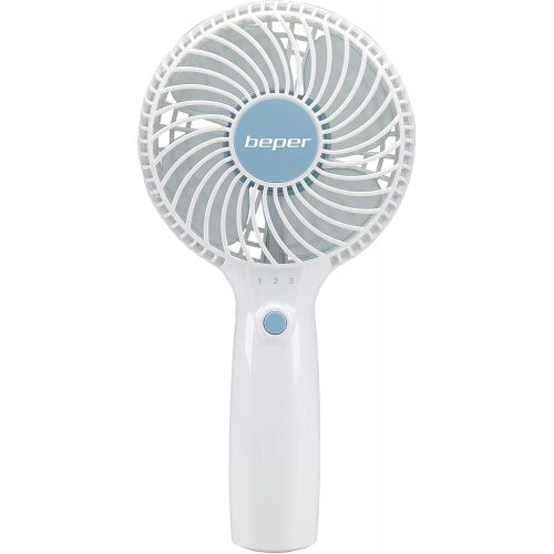  [아마존베스트]Beper P206VEN400 Portable Fan Rechargeable 3 Speeds Stand and Charging Cable Included Space Saving Silent Mini Fan White and Blue