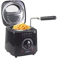 BEPER P101FRI100 Electric Fryer, 1 Litre, 850 950 W, Removable Steel Basket, Lid with Porthole, Removable Filter, Adjustable Temperature, Non Slip Feet, Black