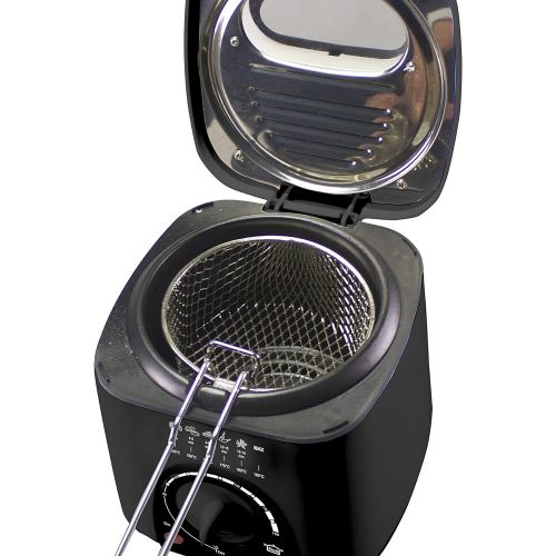  BEPER P101FRI100 Electric Fryer, 1 Litre, 850 950 W, Removable Steel Basket, Lid with Porthole, Removable Filter, Adjustable Temperature, Non Slip Feet, Black