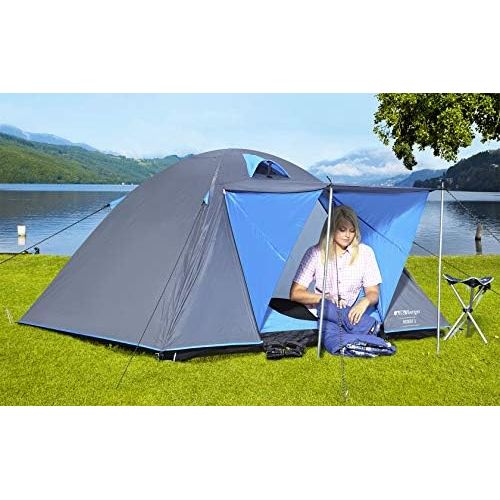  Berger Kuppelzelt Hobby 3 Personenzelt, blau/grau, 3000 mm WS, Campingzelt, Festivalzelt