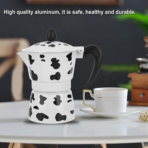  BERTY·PUYI Creativity Aluminum Cow PatternStovetop Espresso Maker Pot, Milk Moka Pot Coffee Pot Italian Filter Pot-150ml