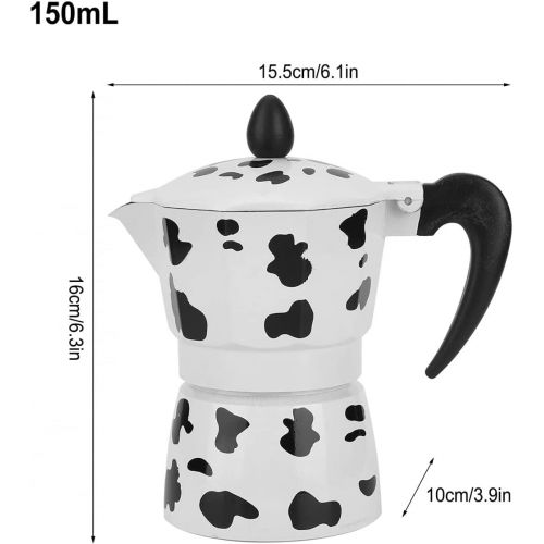  BERTY·PUYI Creativity Aluminum Cow PatternStovetop Espresso Maker Pot, Milk Moka Pot Coffee Pot Italian Filter Pot-150ml