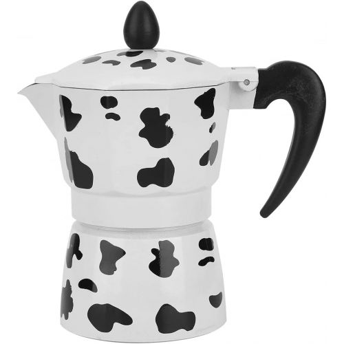  BERTY·PUYI Creativity Aluminum Cow PatternStovetop Espresso Maker Pot, Milk Moka Pot Coffee Pot Italian Filter Pot-150ml