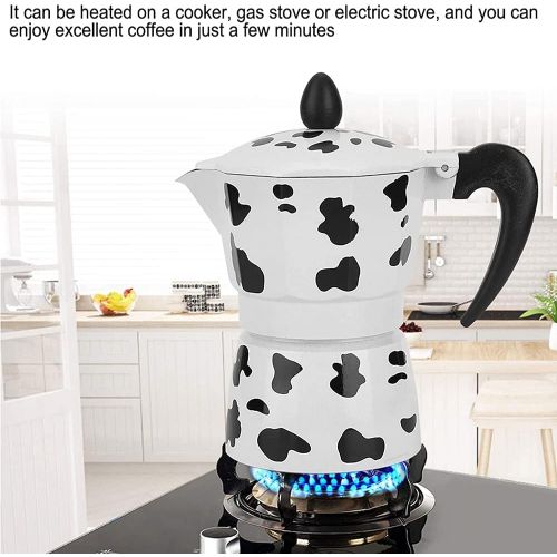  BERTY·PUYI Creativity Aluminum Cow PatternStovetop Espresso Maker Pot, Milk Moka Pot Coffee Pot Italian Filter Pot-150ml