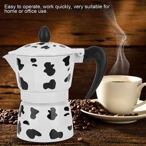  BERTY·PUYI Creativity Aluminum Cow PatternStovetop Espresso Maker Pot, Milk Moka Pot Coffee Pot Italian Filter Pot-150ml