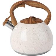 BERTY·PUYI Whistling Kettle Stainless Steel Tea Kettle Whistling Teapot Kettle with Anti Heat Wood Handle Apply to Stove Kitchen Decorations