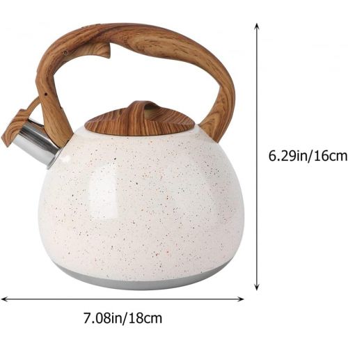  BERTY·PUYI Whistling Kettle Stainless Steel Tea Kettle Whistling Teapot Kettle with Anti Heat Wood Handle Apply to Stove Kitchen Decorations