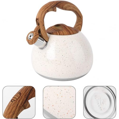  BERTY·PUYI Whistling Kettle Stainless Steel Tea Kettle Whistling Teapot Kettle with Anti Heat Wood Handle Apply to Stove Kitchen Decorations