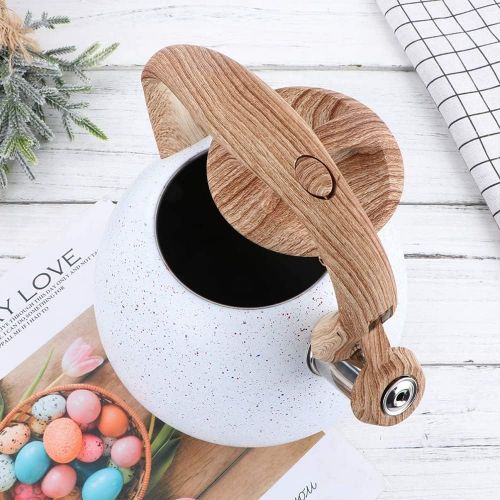  BERTY·PUYI Whistling Kettle Stainless Steel Tea Kettle Whistling Teapot Kettle with Anti Heat Wood Handle Apply to Stove Kitchen Decorations