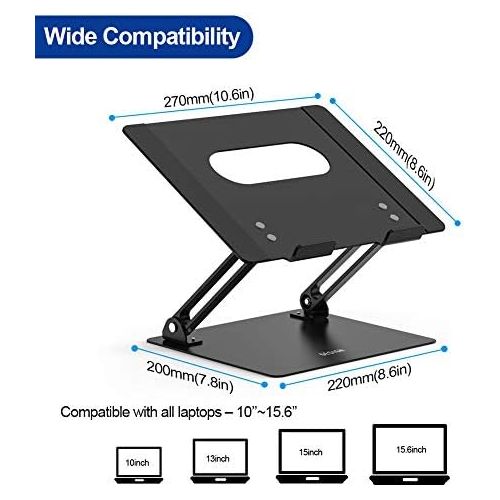  Besign LS10 Aluminum Laptop Stand, Ergonomic Adjustable Notebook Stand, Riser Holder Computer Stand Compatible with Air, Pro, Dell, HP, Lenovo More 10-15.6 Laptops, Black