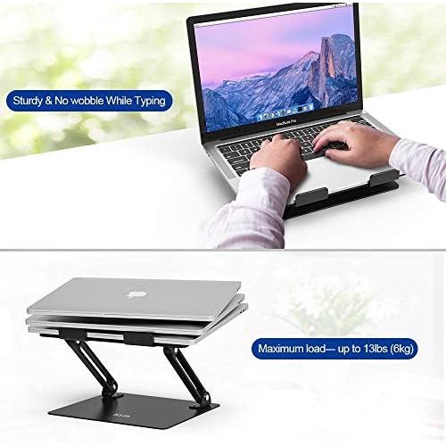  Besign LS10 Aluminum Laptop Stand, Ergonomic Adjustable Notebook Stand, Riser Holder Computer Stand Compatible with Air, Pro, Dell, HP, Lenovo More 10-15.6 Laptops, Black