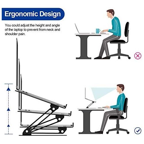  Besign LS10 Aluminum Laptop Stand, Ergonomic Adjustable Notebook Stand, Riser Holder Computer Stand Compatible with Air, Pro, Dell, HP, Lenovo More 10-15.6 Laptops, Black