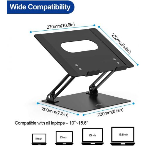  Besign LS10 Aluminum Laptop Stand, Ergonomic Adjustable Notebook Stand, Riser Holder Computer Stand Compatible with Air, Pro, Dell, HP, Lenovo More 10-15.6 Laptops, Black