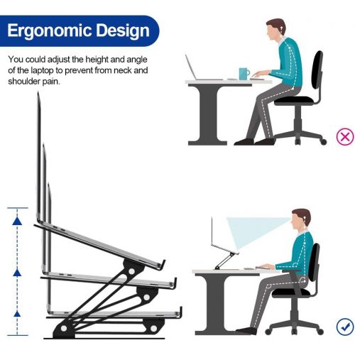  Besign LS10 Aluminum Laptop Stand, Ergonomic Adjustable Notebook Stand, Riser Holder Computer Stand Compatible with Air, Pro, Dell, HP, Lenovo More 10-15.6 Laptops, Black