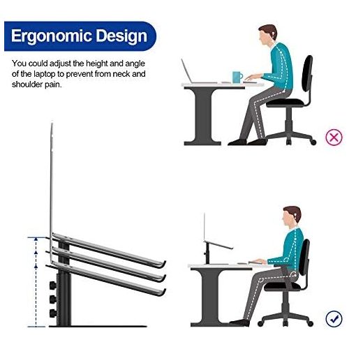  Besign LSX3 Aluminum Laptop Stand, Ergonomic Adjustable Notebook Stand, Riser Holder Computer Stand Compatible with Air, Pro, Dell, HP, Lenovo More 10 15.6 Laptops (Black)