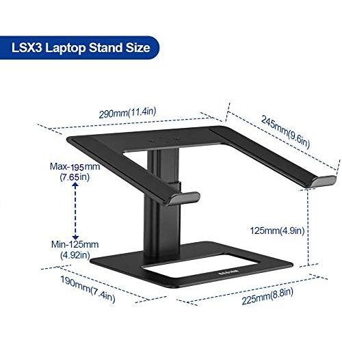  Besign LSX3 Aluminum Laptop Stand, Ergonomic Adjustable Notebook Stand, Riser Holder Computer Stand Compatible with Air, Pro, Dell, HP, Lenovo More 10 15.6 Laptops (Black)