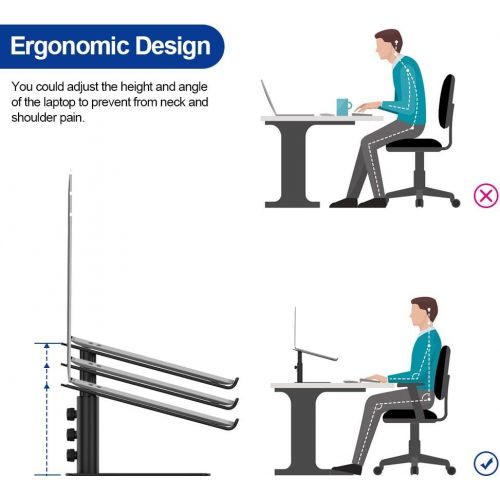  Besign LSX3 Aluminum Laptop Stand, Ergonomic Adjustable Notebook Stand, Riser Holder Computer Stand Compatible with Air, Pro, Dell, HP, Lenovo More 10 15.6 Laptops (Black)