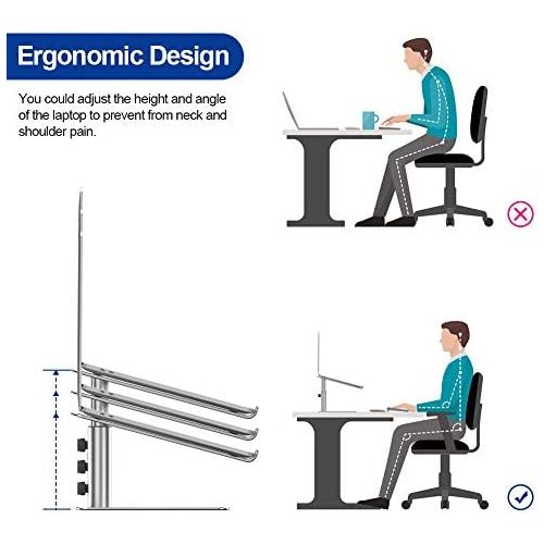  Besign LSX3 Aluminum Laptop Stand, Ergonomic Adjustable Notebook Stand, Riser Holder Computer Stand Compatible with Air, Pro, Dell, HP, Lenovo More 10 15.6 Laptops (Silver)